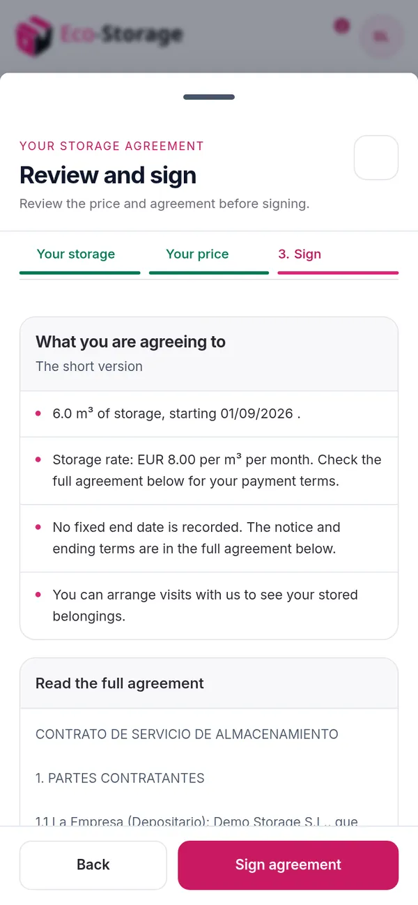 Signing a contract on a phone