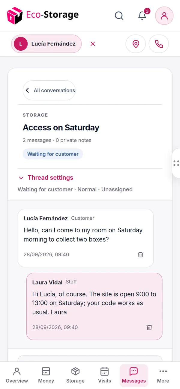 A customer conversation on a phone